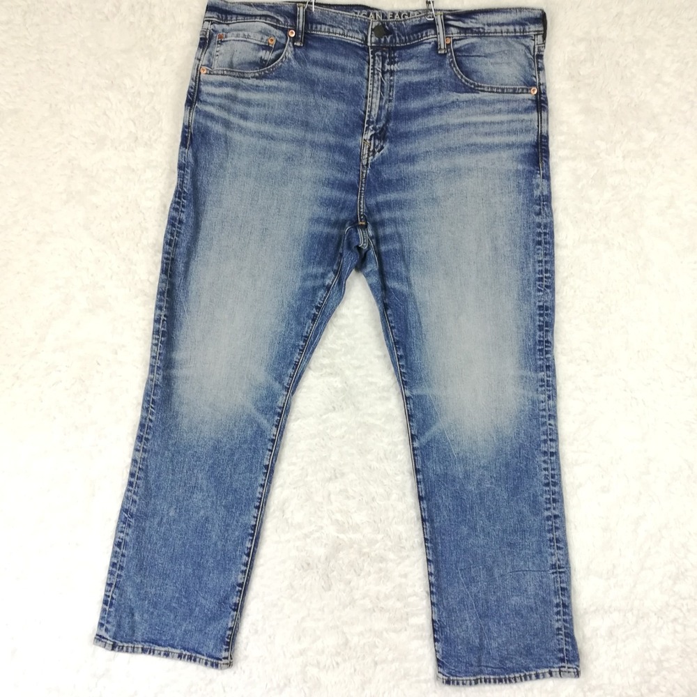 American Eagle Mens Jeans Original Boot Cut Blue Denim Easy Flex Stone 42x32